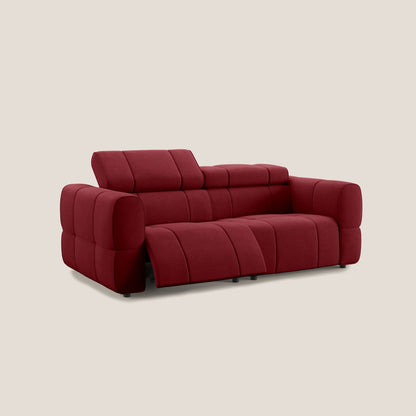 Giotto Divano modulare con opzione relax elettrico in microfibra effetto velluto impermeabile T09 rosso