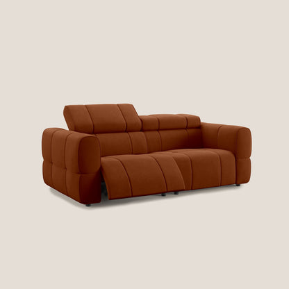 Giotto Divano modulare con opzione relax elettrico in microfibra effetto velluto impermeabile T09 ruggine