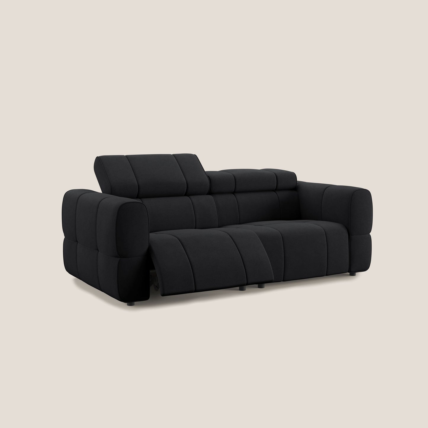 Giotto Divano modulare con opzione relax elettrico in microfibra effetto velluto impermeabile T09 antracite