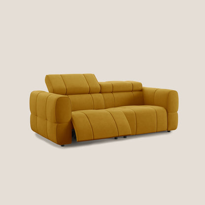 Giotto Divano modulare con opzione relax elettrico in microfibra effetto velluto impermeabile T09 giallo