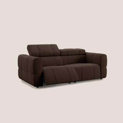 Giotto Divano modulare con opzione relax elettrico in microfibra effetto velluto impermeabile T09 marrone