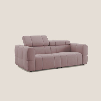 Giotto Divano modulare con opzione relax elettrico in microfibra effetto velluto impermeabile T09 rosa