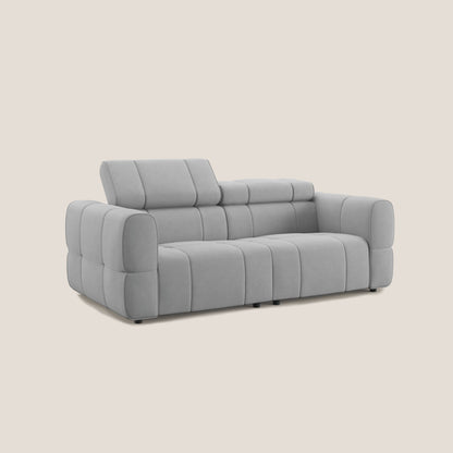 Giotto Divano modulare con opzione relax elettrico in microfibra effetto velluto impermeabile T09 grigio chiaro