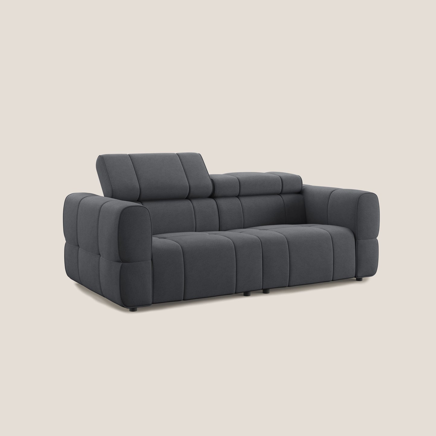 Giotto Divano modulare con opzione relax elettrico in microfibra effetto velluto impermeabile T09 grigio