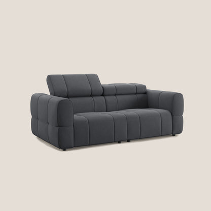 Giotto Divano modulare con opzione relax elettrico in microfibra effetto velluto impermeabile T09 grigio