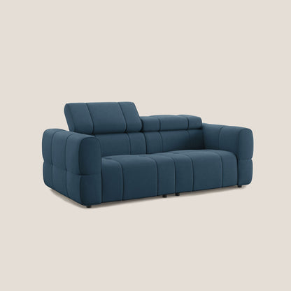 Giotto Divano modulare con opzione relax elettrico in microfibra effetto velluto impermeabile T09 blu