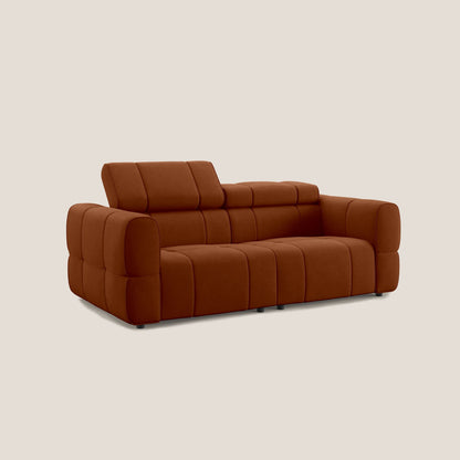 Giotto Divano modulare con opzione relax elettrico in microfibra effetto velluto impermeabile T09 ruggine