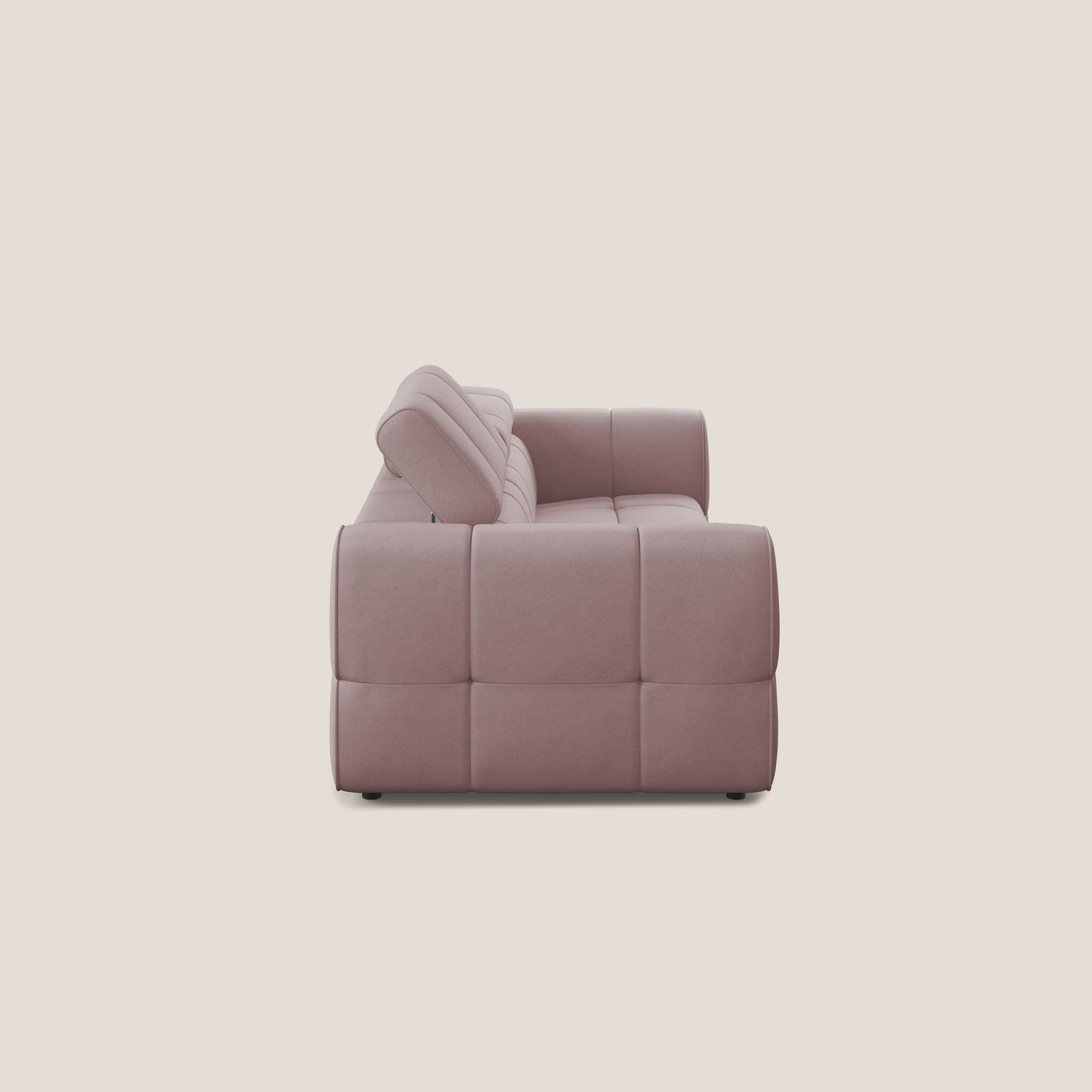 Giotto Divano modulare con opzione relax elettrico in microfibra effetto velluto impermeabile T09 rosa
