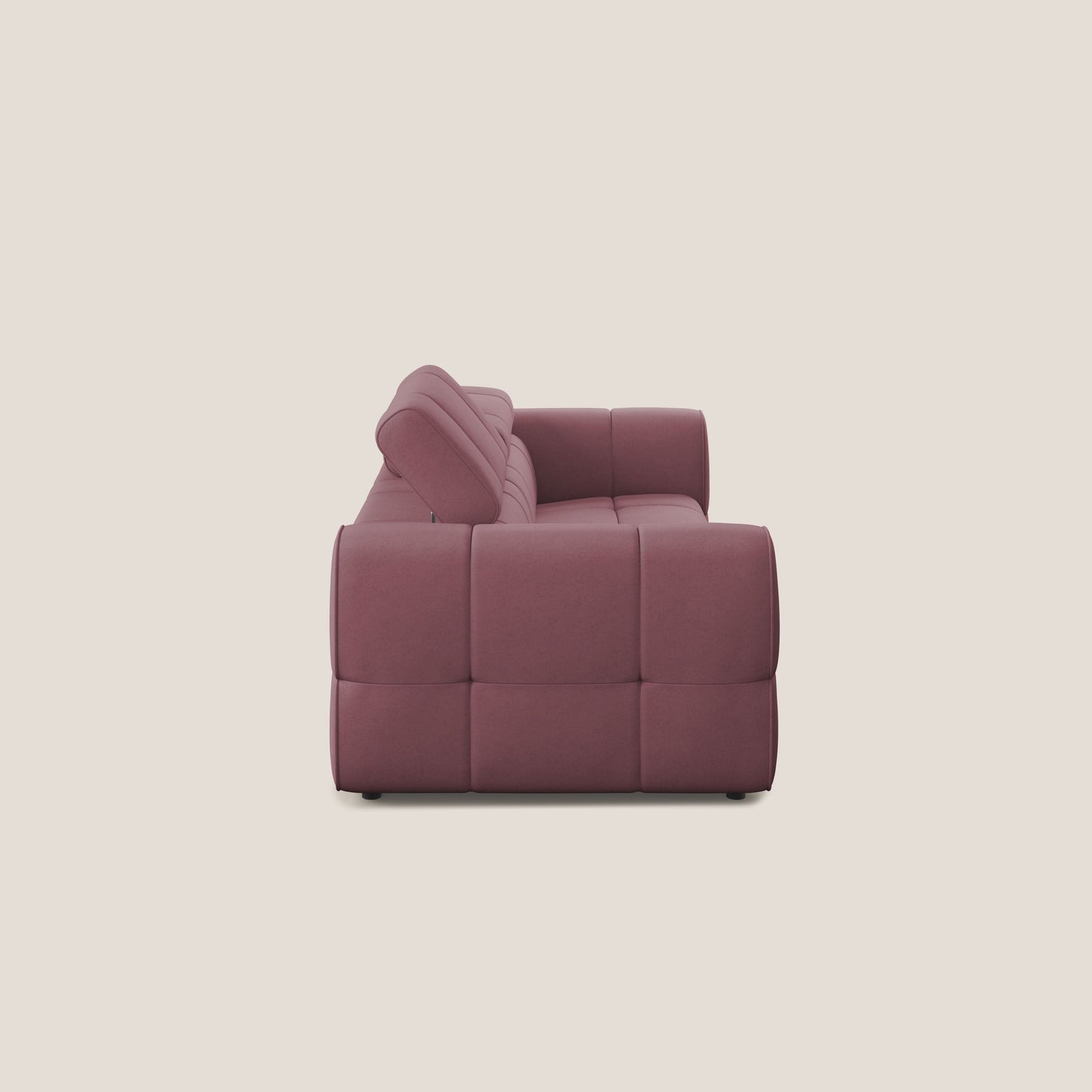 Giotto Divano modulare con opzione relax elettrico in microfibra effetto velluto impermeabile T09 salmone