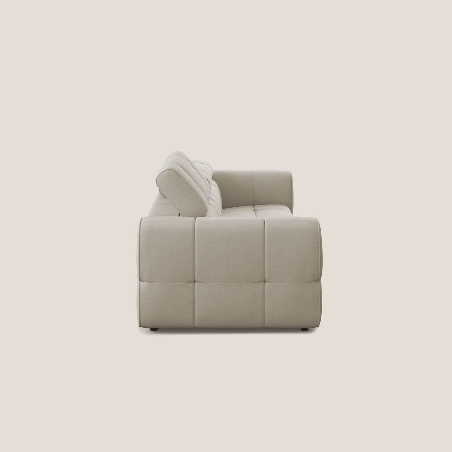 Giotto Divano modulare con opzione relax elettrico in microfibra effetto velluto impermeabile T09 beige