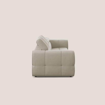 Giotto Divano modulare con opzione relax elettrico in microfibra effetto velluto impermeabile T09 beige