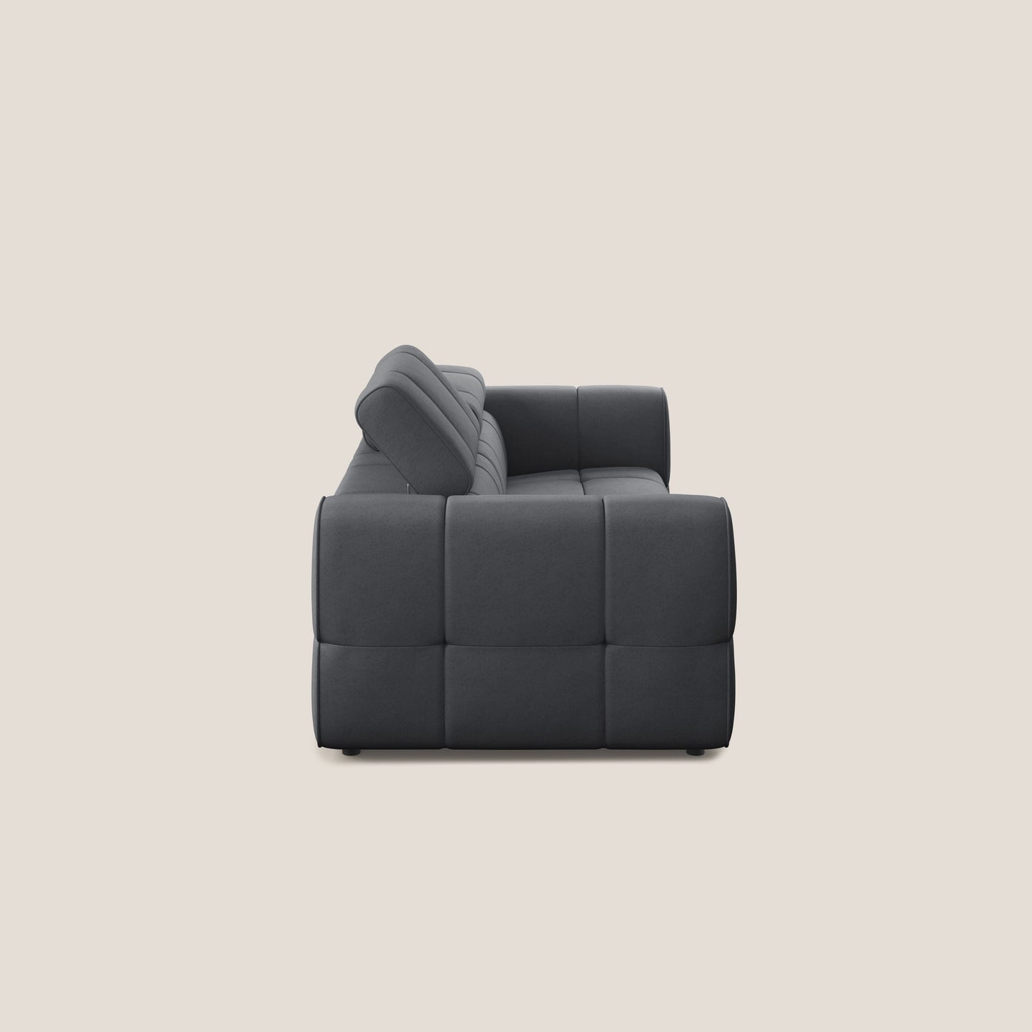 Giotto Divano modulare con opzione relax elettrico in microfibra effetto velluto impermeabile T09 grigio