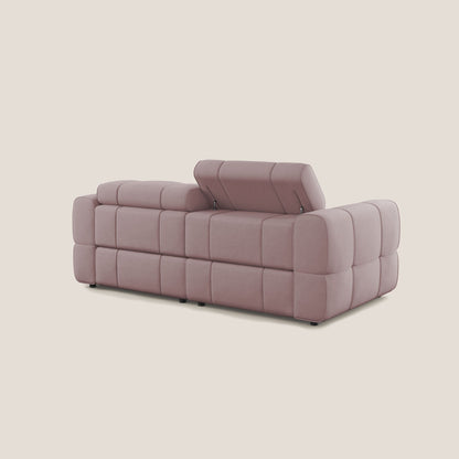 Giotto Divano modulare con opzione relax elettrico in microfibra effetto velluto impermeabile T09 rosa