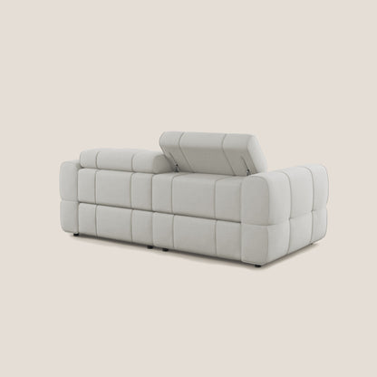 Giotto Divano modulare con opzione relax elettrico in microfibra effetto velluto impermeabile T09 panna