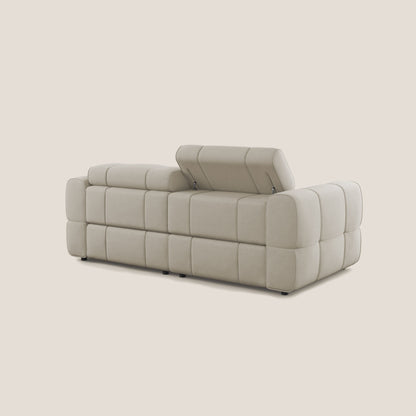 Giotto Divano modulare con opzione relax elettrico in microfibra effetto velluto impermeabile T09 beige