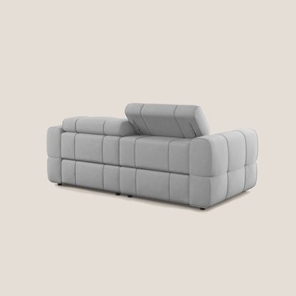 Giotto Divano modulare con opzione relax elettrico in microfibra effetto velluto impermeabile T09 grigio chiaro