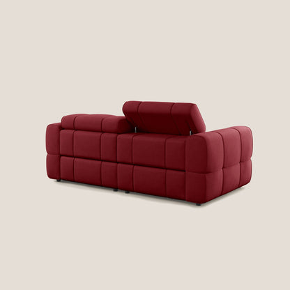 Giotto Divano modulare con opzione relax elettrico in microfibra effetto velluto impermeabile T09 rosso