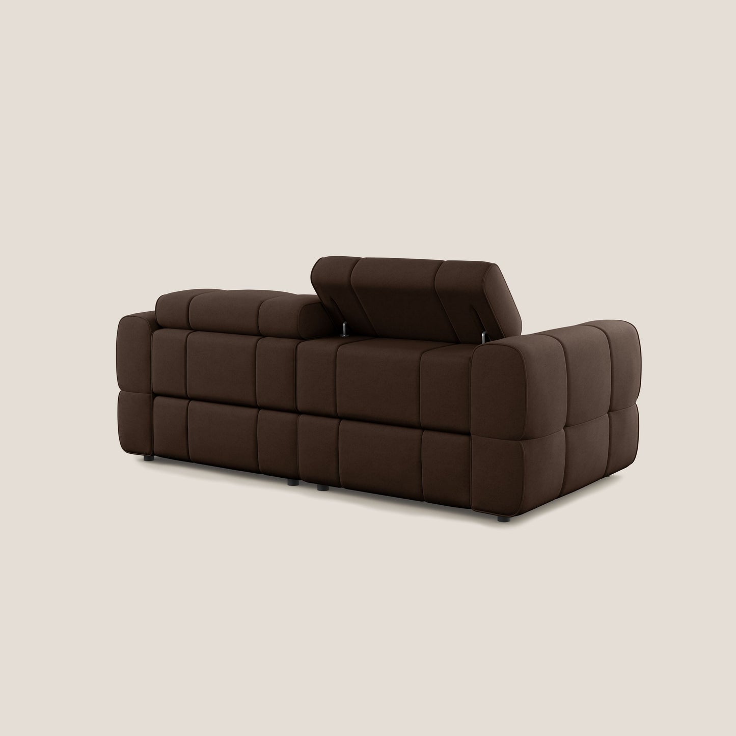 Giotto Divano modulare con opzione relax elettrico in microfibra effetto velluto impermeabile T09 marrone