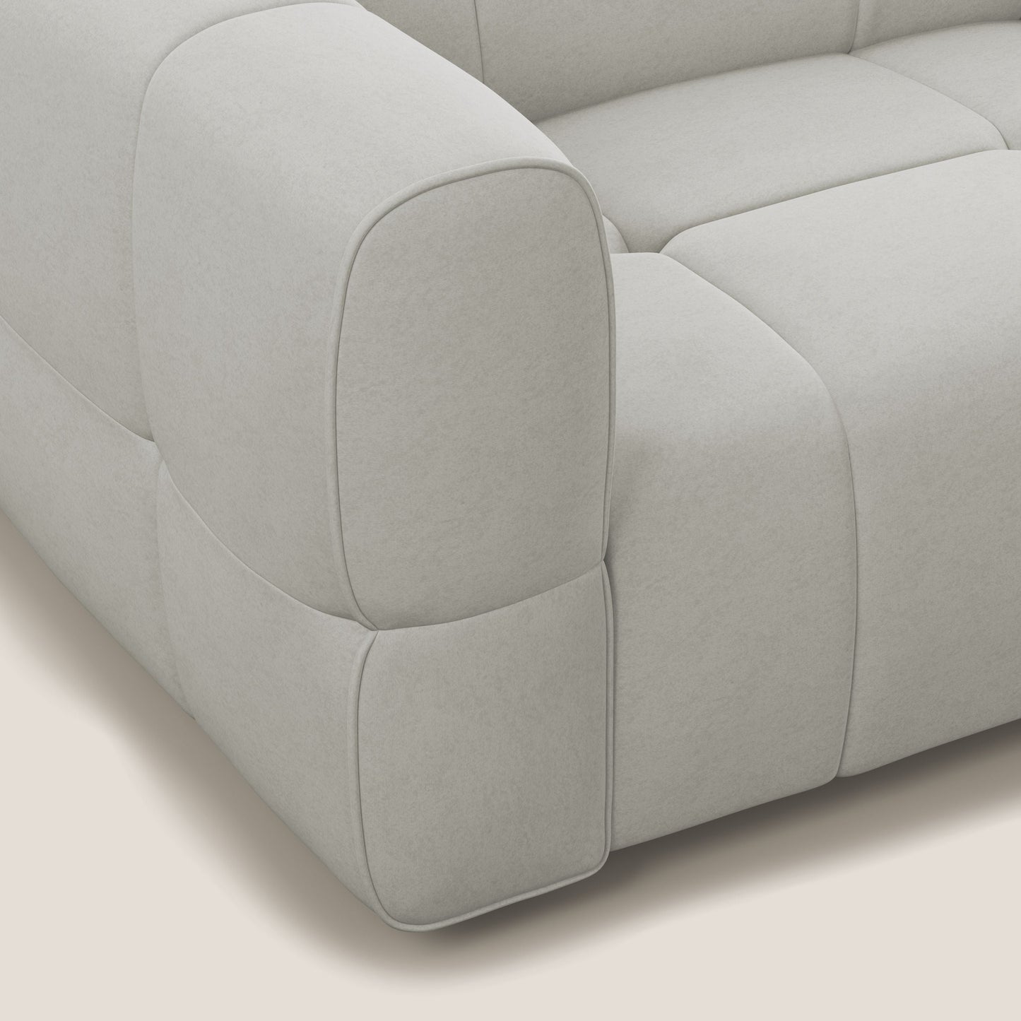 Giotto Divano con terminale e opzione relax elettrico in microfibra effetto velluto impermeabile T09 panna