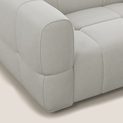 Giotto Divano modulare a 3 sedute con opzione relax elettrico in microfibra effetto velluto impermeabile T09 panna