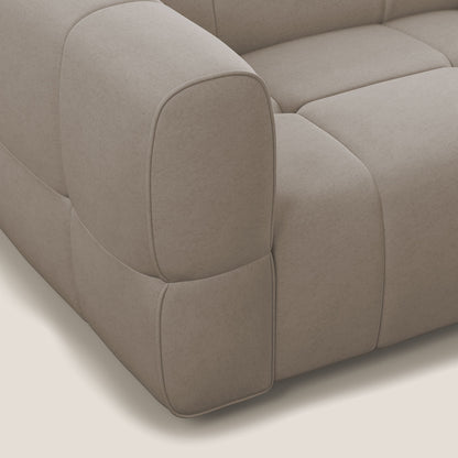 Giotto Divano modulare con opzione relax elettrico in microfibra effetto velluto impermeabile T09 tortora