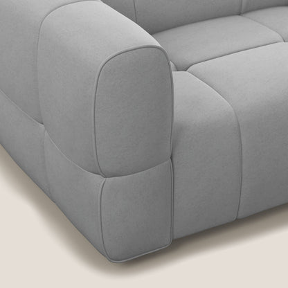Giotto Divano con terminale e opzione relax elettrico in microfibra effetto velluto impermeabile T09 grigio chiaro