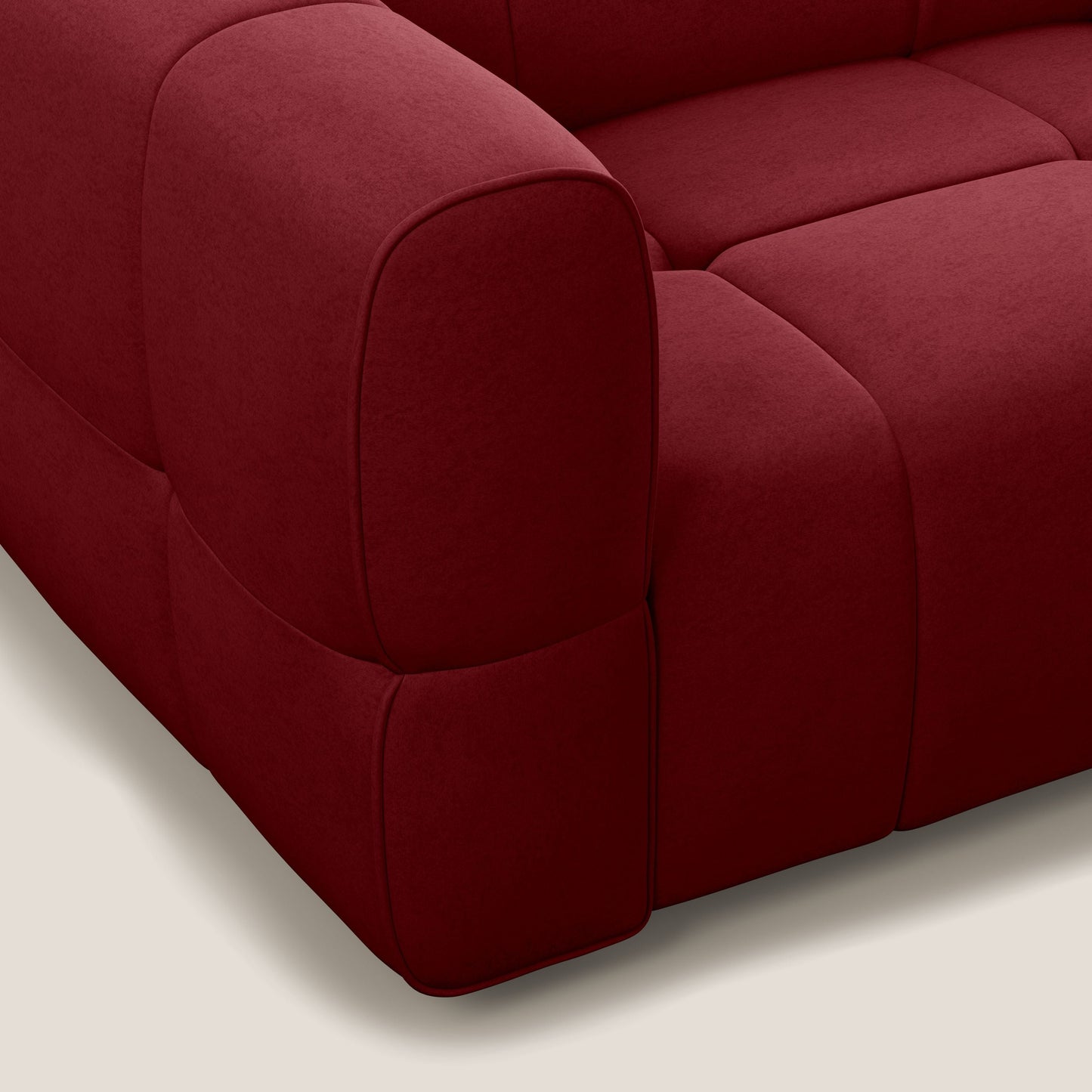 Giotto Divano modulare a 3 sedute con opzione relax elettrico in microfibra effetto velluto impermeabile T09 rosso