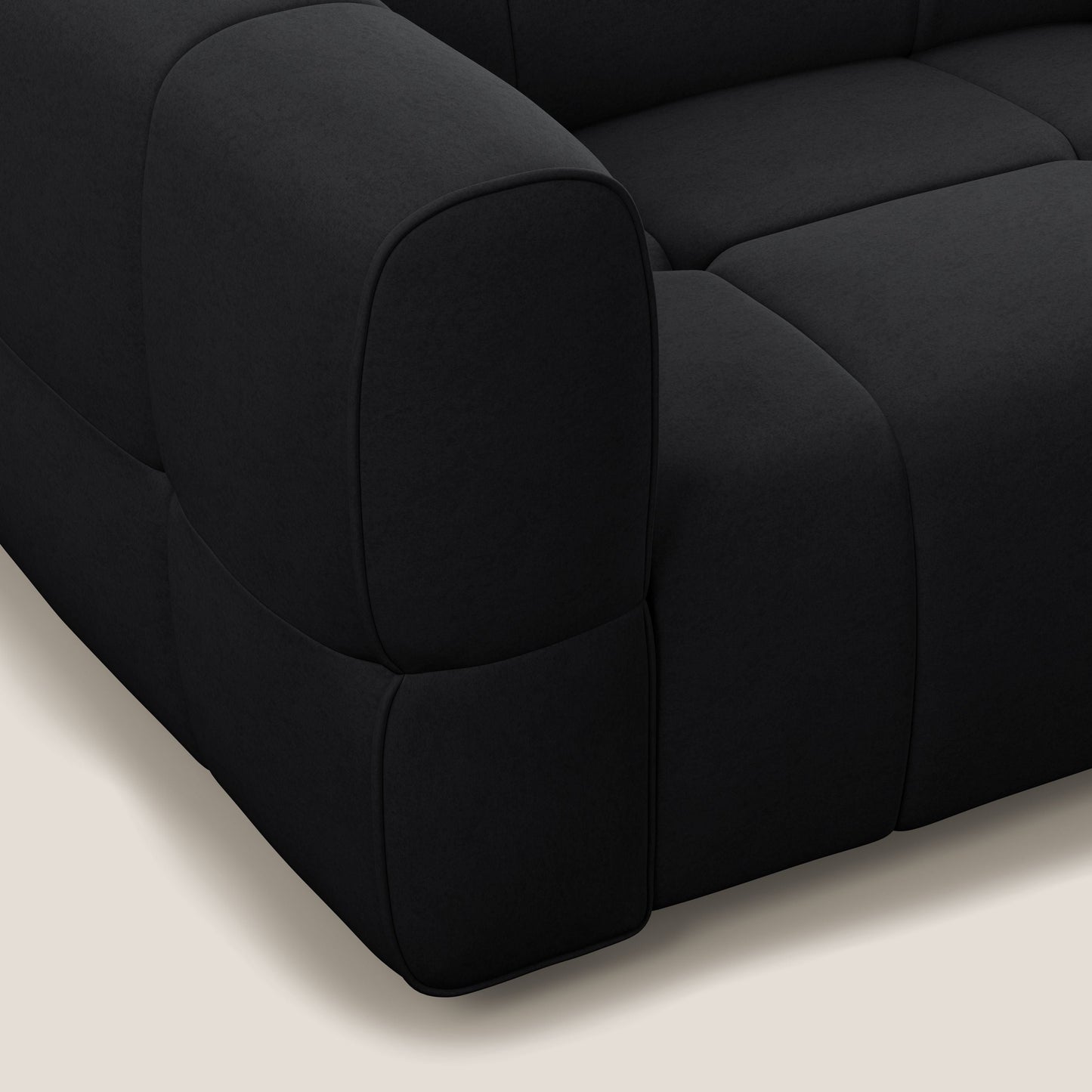 Giotto Divano modulare a 3 sedute con opzione relax elettrico in microfibra effetto velluto impermeabile T09 antracite