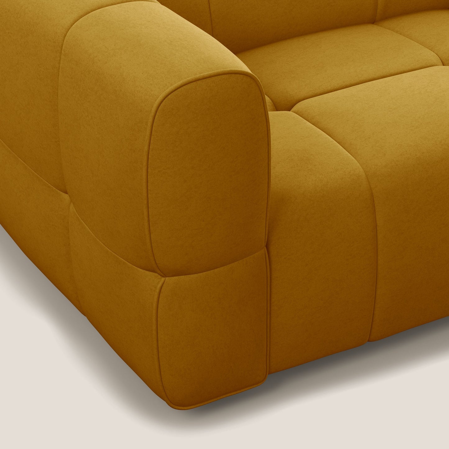 Giotto Divano con terminale e opzione relax elettrico in microfibra effetto velluto impermeabile T09 giallo