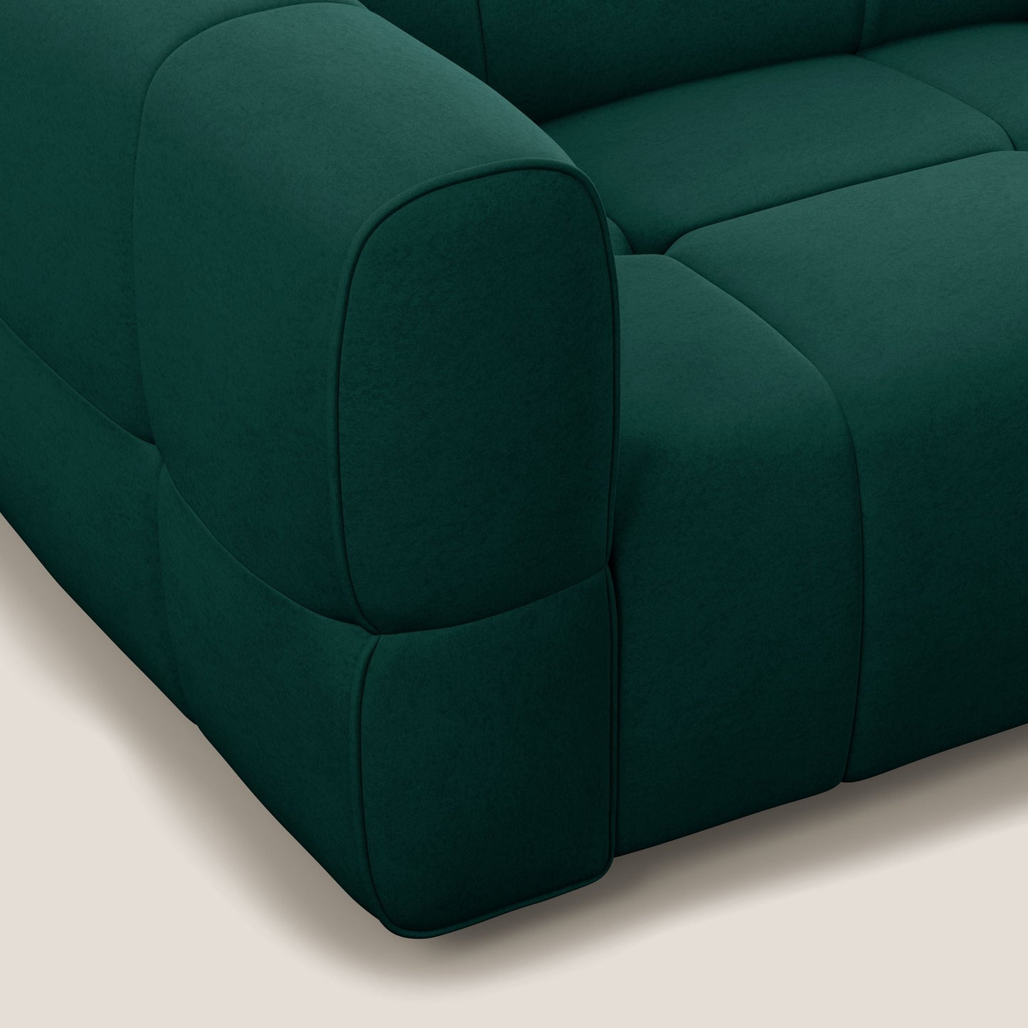 Giotto Divano modulare a 3 sedute con opzione relax elettrico in microfibra effetto velluto impermeabile T09 verde