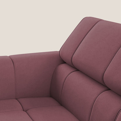 Giotto Divano con terminale e opzione relax elettrico in microfibra effetto velluto impermeabile T09 salmone