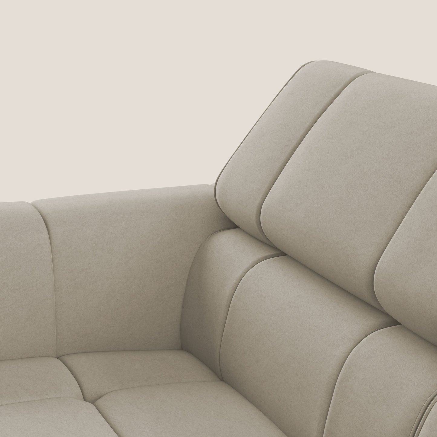 Giotto Divano con terminale e opzione relax elettrico in microfibra effetto velluto impermeabile T09 beige