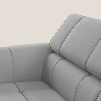 Giotto Divano modulare a 3 sedute con opzione relax elettrico in microfibra effetto velluto impermeabile T09 grigio chiaro