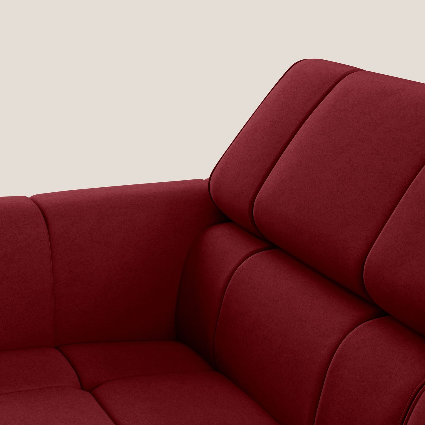 Giotto Divano con terminale e opzione relax elettrico in microfibra effetto velluto impermeabile T09 rosso