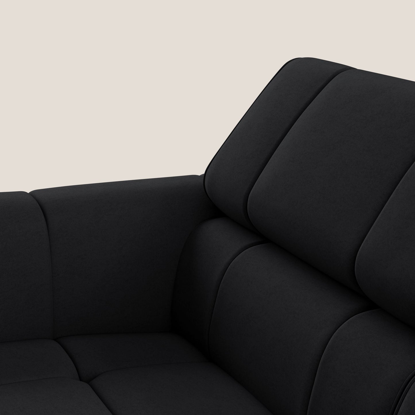 Giotto Divano modulare a 3 sedute con opzione relax elettrico in microfibra effetto velluto impermeabile T09 antracite