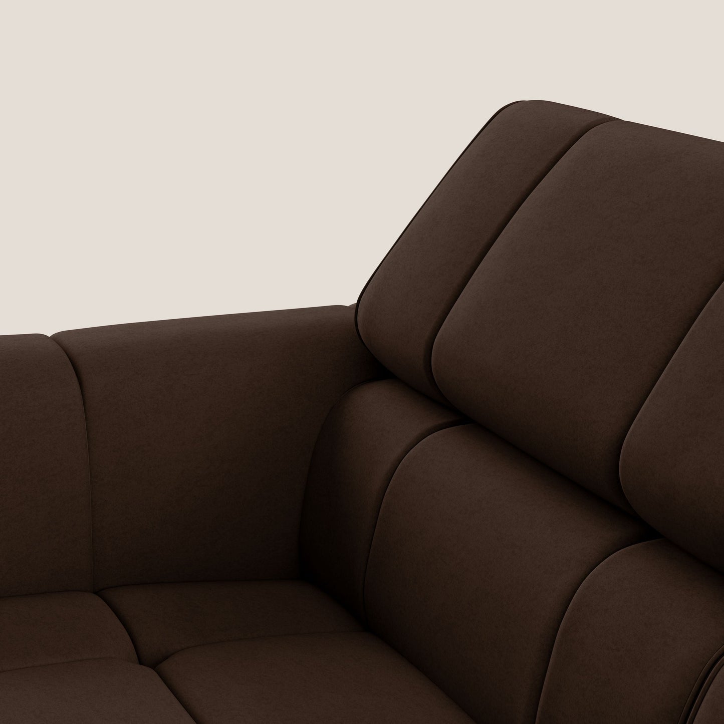 Giotto Divano modulare con opzione relax elettrico in microfibra effetto velluto impermeabile T09 marrone