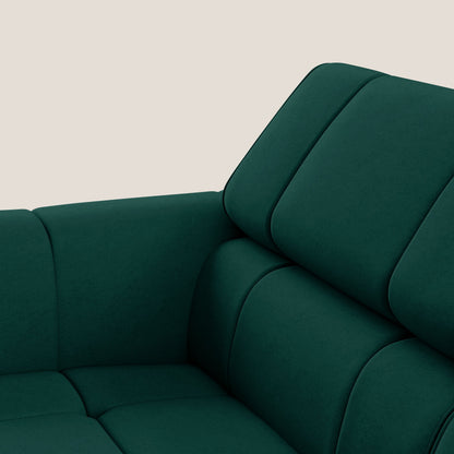Giotto Divano modulare con opzione relax elettrico in microfibra effetto velluto impermeabile T09 verde