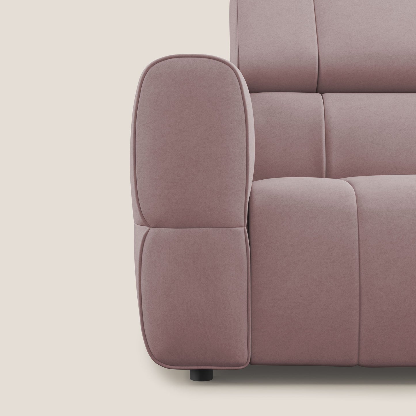 Giotto Divano modulare a 3 sedute con opzione relax elettrico in microfibra effetto velluto impermeabile T09 rosa