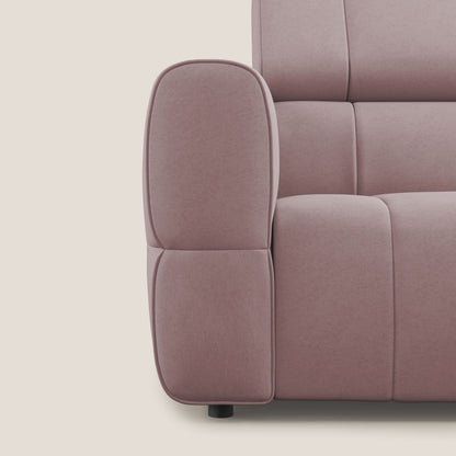 Giotto Divano modulare a 3 sedute con opzione relax elettrico in microfibra effetto velluto impermeabile T09 rosa