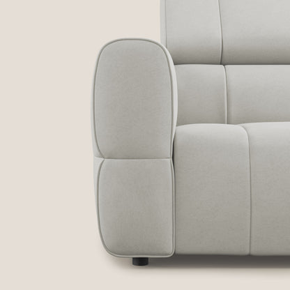 Giotto Divano con terminale e opzione relax elettrico in microfibra effetto velluto impermeabile T09 panna