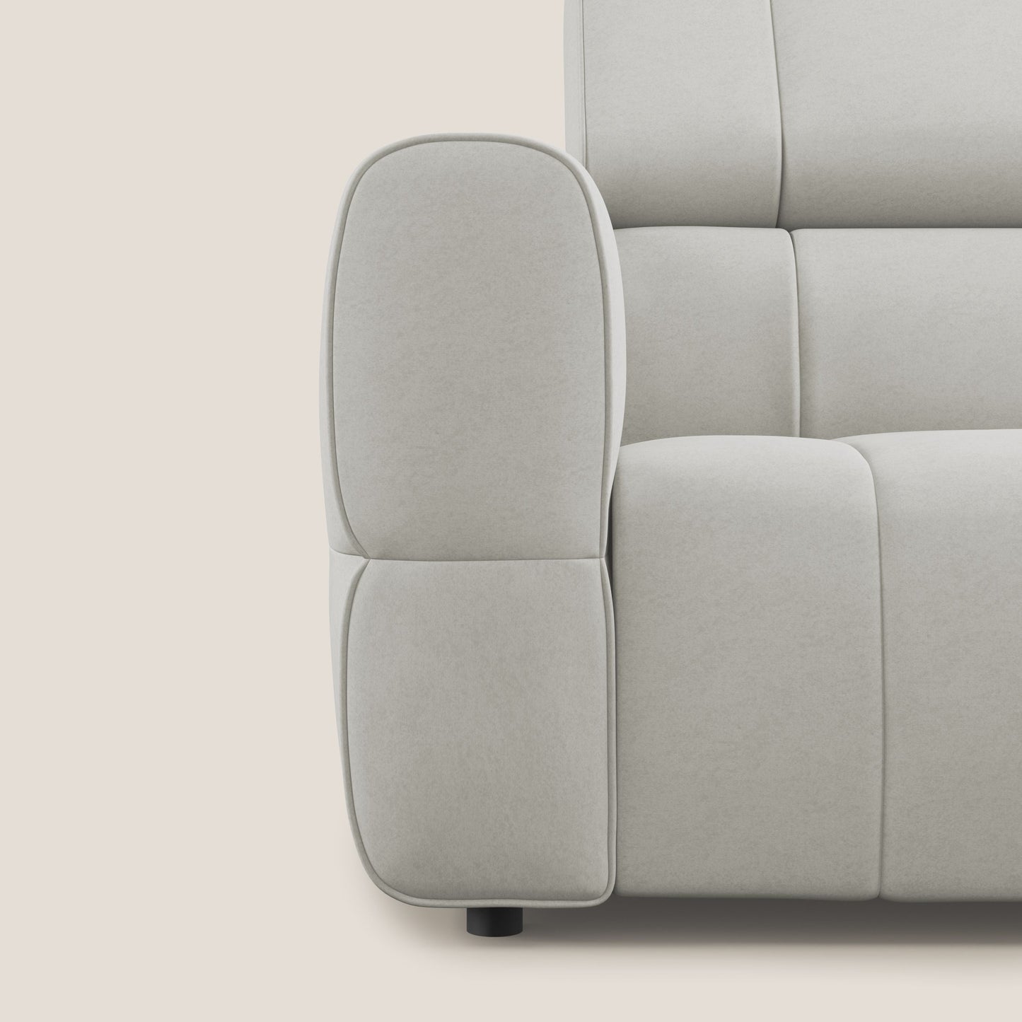 Giotto Divano modulare con opzione relax elettrico in microfibra effetto velluto impermeabile T09 panna