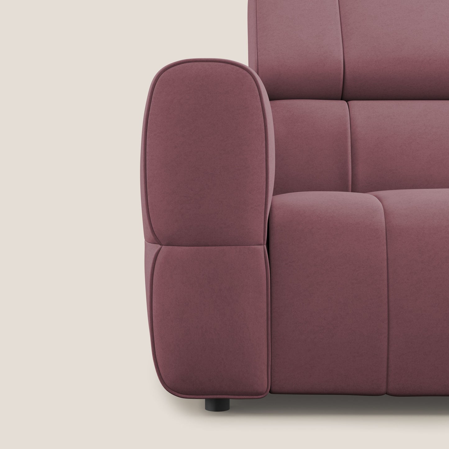 Giotto Divano con terminale e opzione relax elettrico in microfibra effetto velluto impermeabile T09 salmone