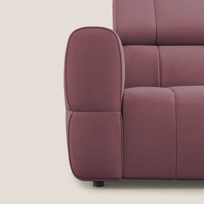 Giotto Divano modulare con opzione relax elettrico in microfibra effetto velluto impermeabile T09 salmone
