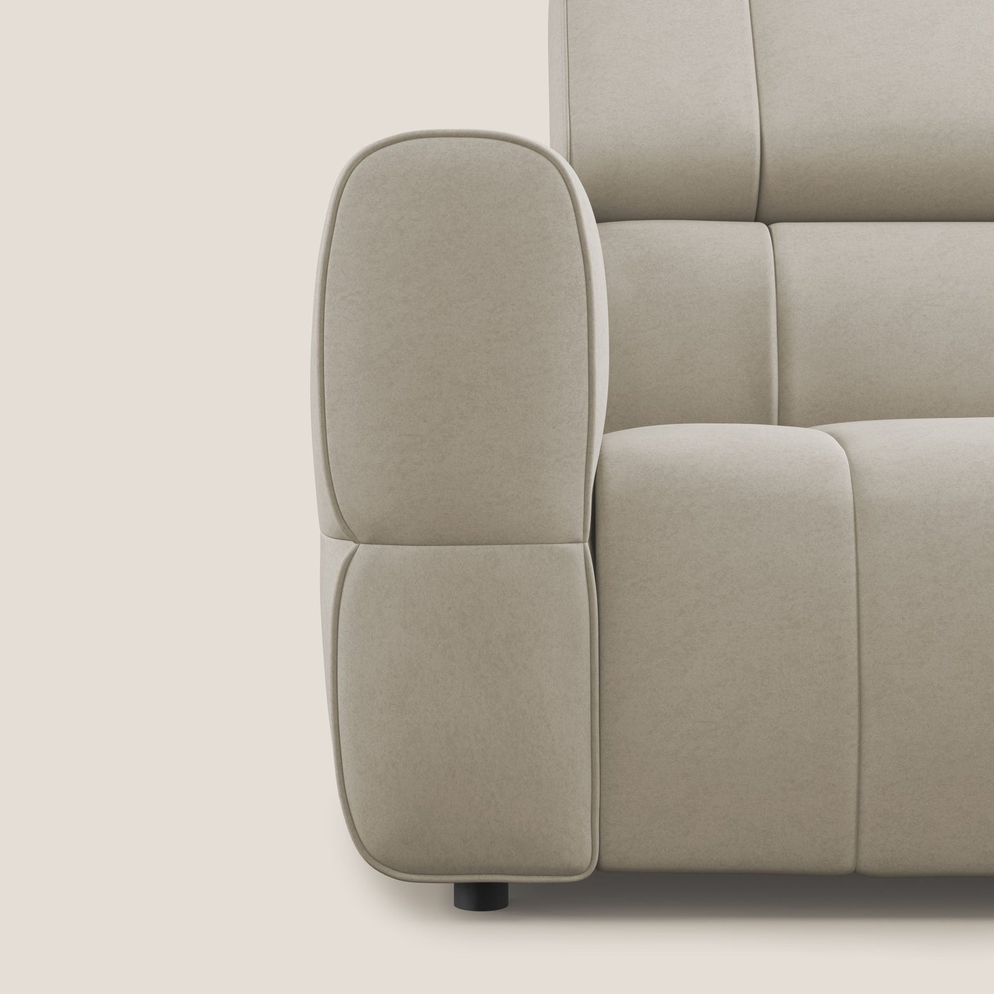 Giotto Divano modulare a 3 sedute con opzione relax elettrico in microfibra effetto velluto impermeabile T09 beige