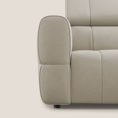 Giotto Divano con terminale e opzione relax elettrico in microfibra effetto velluto impermeabile T09 beige