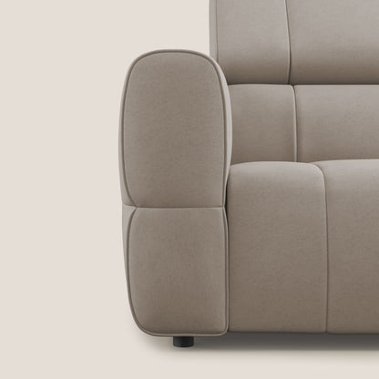 Giotto Divano modulare a 3 sedute con opzione relax elettrico in microfibra effetto velluto impermeabile T09 tortora