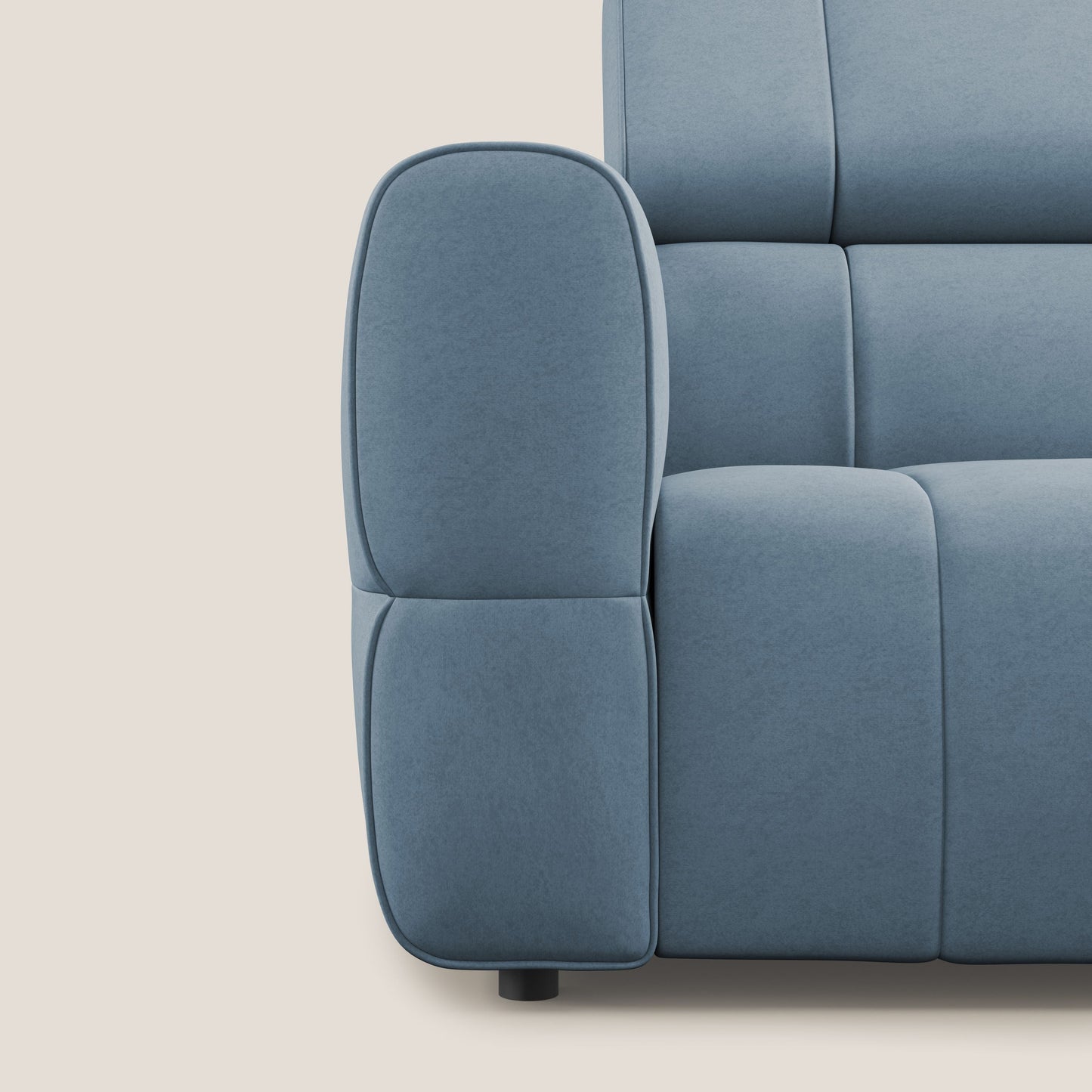 Giotto Divano modulare con opzione relax elettrico in microfibra effetto velluto impermeabile T09 carta da zucchero
