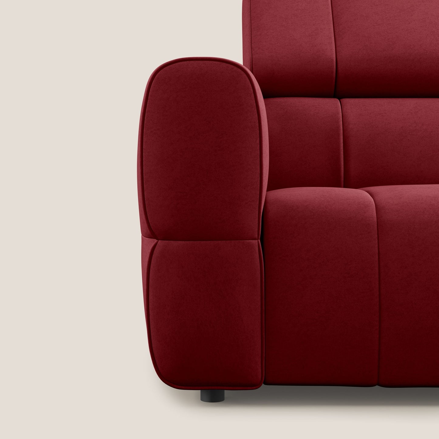 Giotto Divano modulare con opzione relax elettrico in microfibra effetto velluto impermeabile T09 rosso