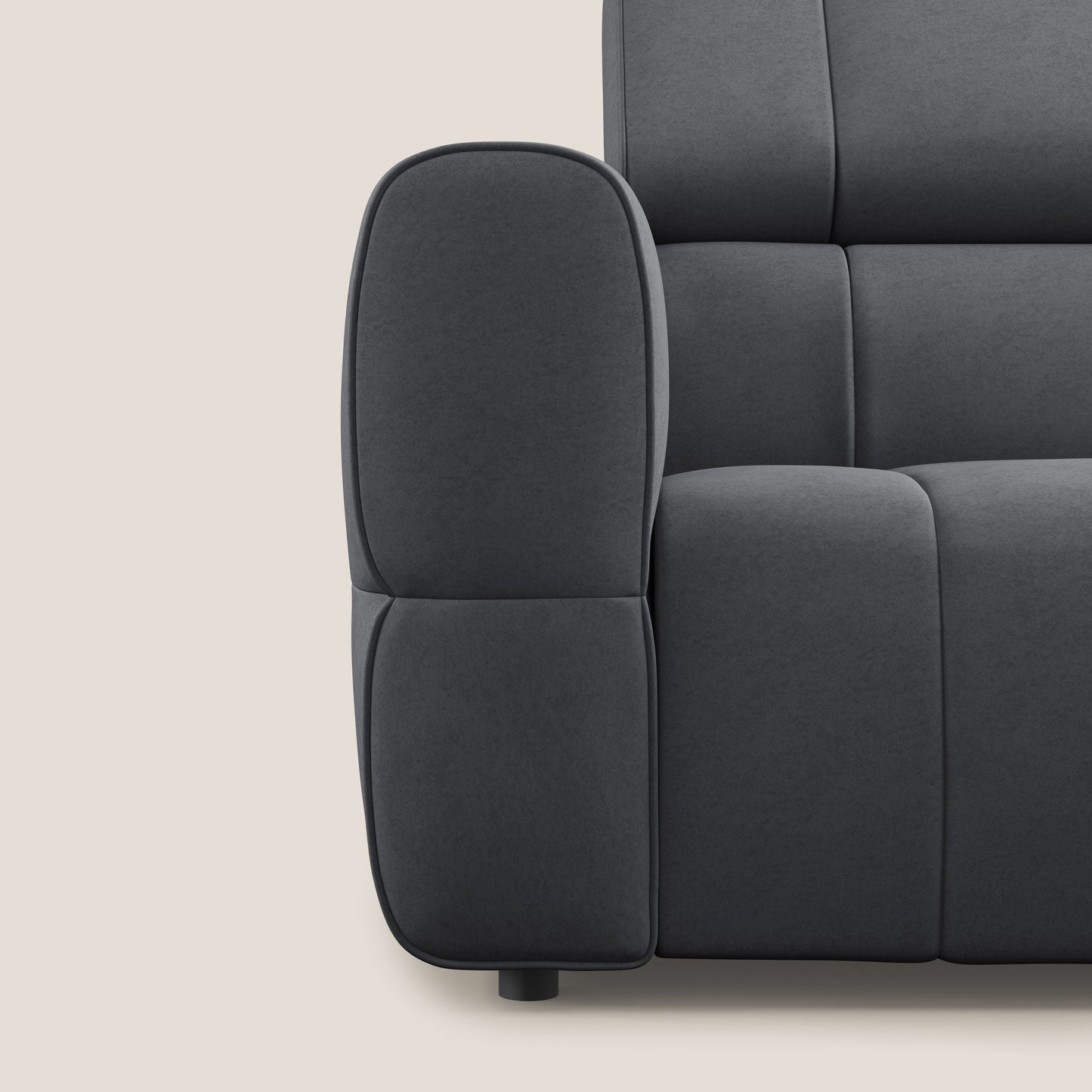 Giotto Divano modulare a 3 sedute con opzione relax elettrico in microfibra effetto velluto impermeabile T09 grigio