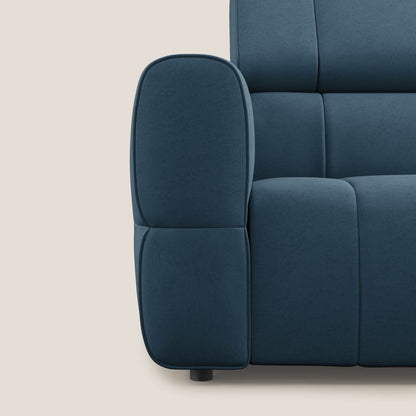 Giotto Divano modulare a 3 sedute con opzione relax elettrico in microfibra effetto velluto impermeabile T09 blu